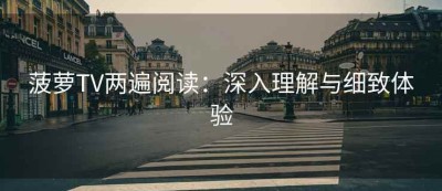 菠萝TV两遍阅读：深入理解与细致体验
