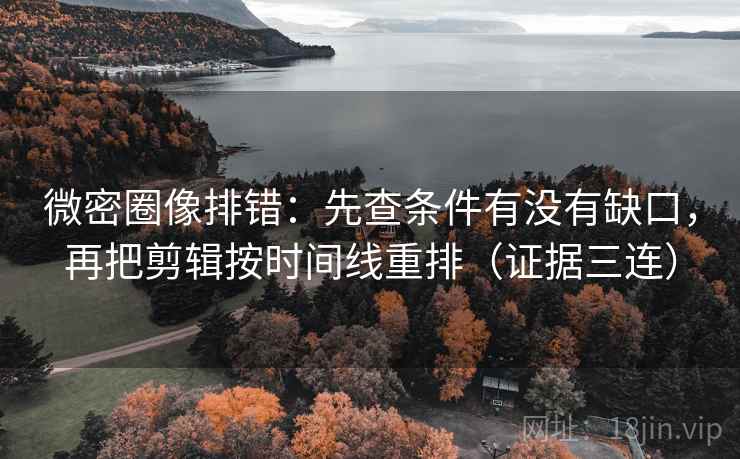 微密圈像排错：先查条件有没有缺口，再把剪辑按时间线重排（证据三连）