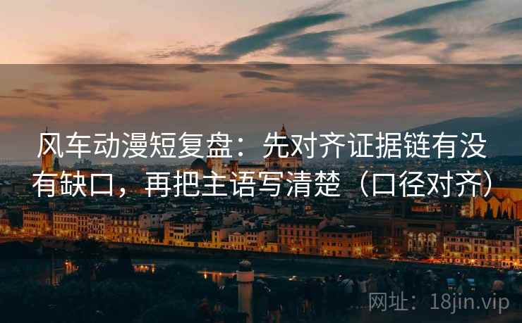 风车动漫短复盘：先对齐证据链有没有缺口，再把主语写清楚（口径对齐）